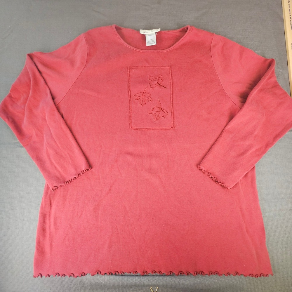 Pendleton Originals Womens Top Long‎ Sleeve Fall Leaves Red Size L